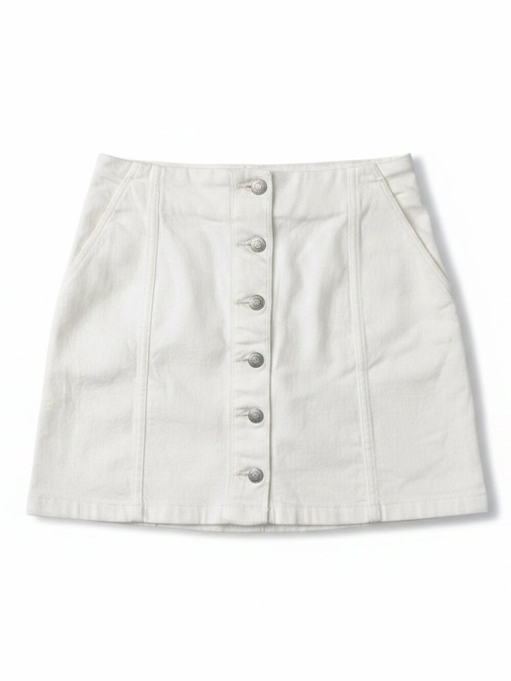 Aritzia Wilfred Free White Button-Front Denim Mini Skirt